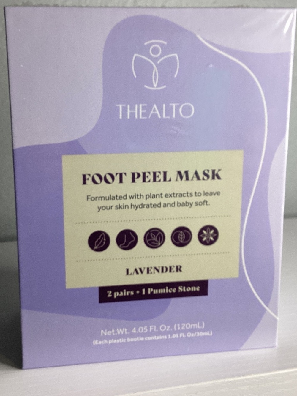 Thealto Lavender Foot Peel Mask new sealed includes 2 pairs and a pumice stone